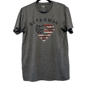 Superman Gray American Flag Logo Shirt